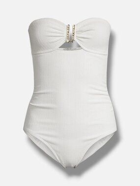 Change Of Scenery Women's Ivory Lisa Ruched Bandeau One-Piece Swimsuit Size M